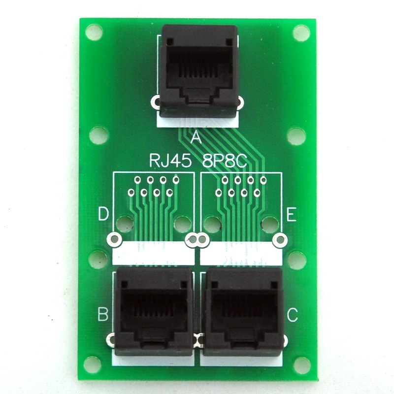 ELECTRONICS-SALON RJ45 8P8C Splitter Board Interface Module with Simple DIN Rail Mounting Feet.