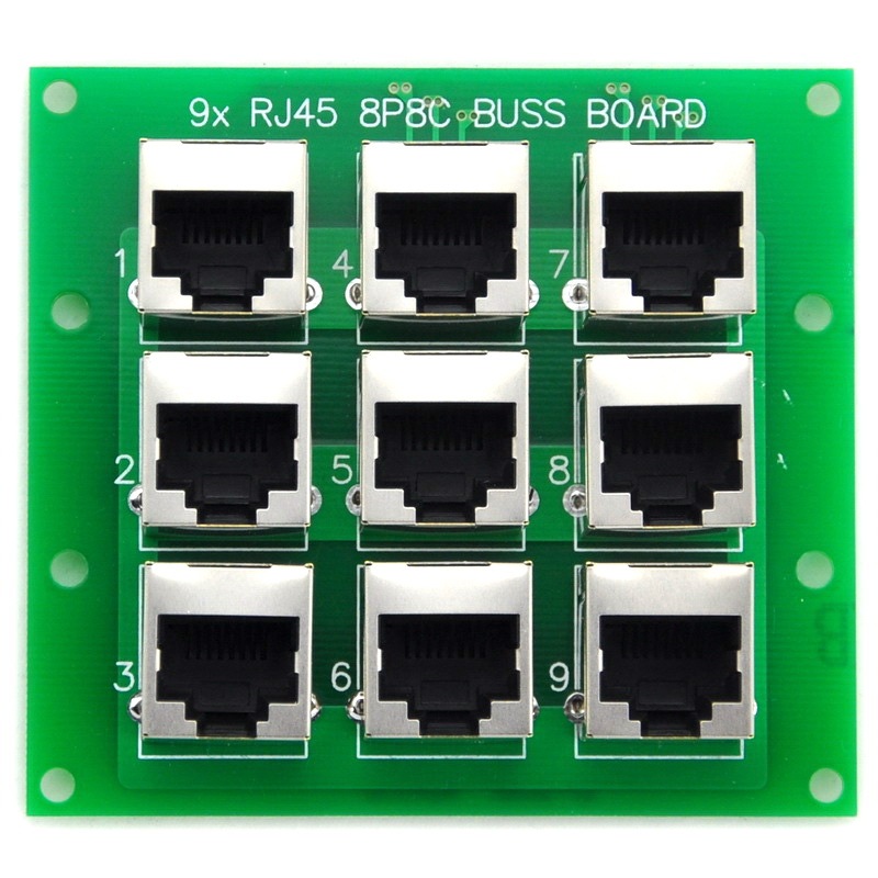 ELECTRONICS-SALON RJ45 8P8C 9-Way Buss Board DIN Rail Mount Interface Module.
