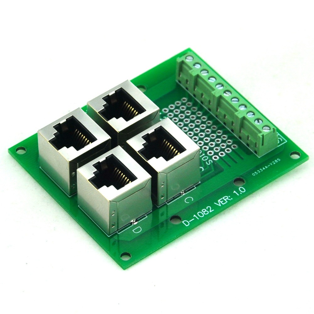 CZH-LABS RJ50 10P10C Jack 4-Way Buss Breakout Board, Terminal Block, Connector.