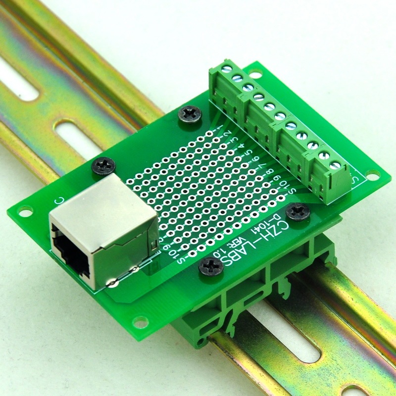 CZH-LABS RJ50 10P10C Interface Module with Simple DIN Rail Mounting feet,Right Angle Jack