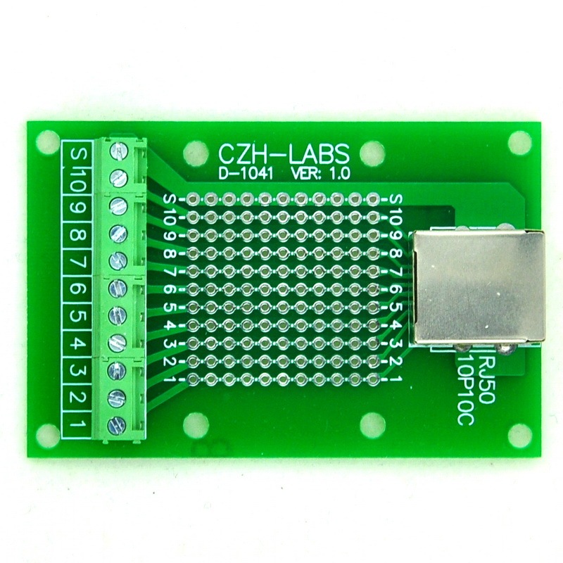 CZH-LABS RJ50 10P10C Interface Module with Simple DIN Rail Mounting feet,Right Angle Jack