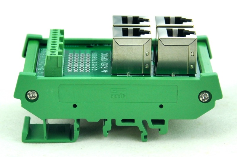 CZH-LABS DIN Rail Mount RJ50 10P10C 4-Way Buss Board Interface Module.