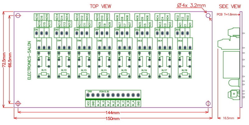 ELECTRONICS-SALON 8 Channel DPDT Signal Relay Module Board (Operating Voltage: DC 12V)