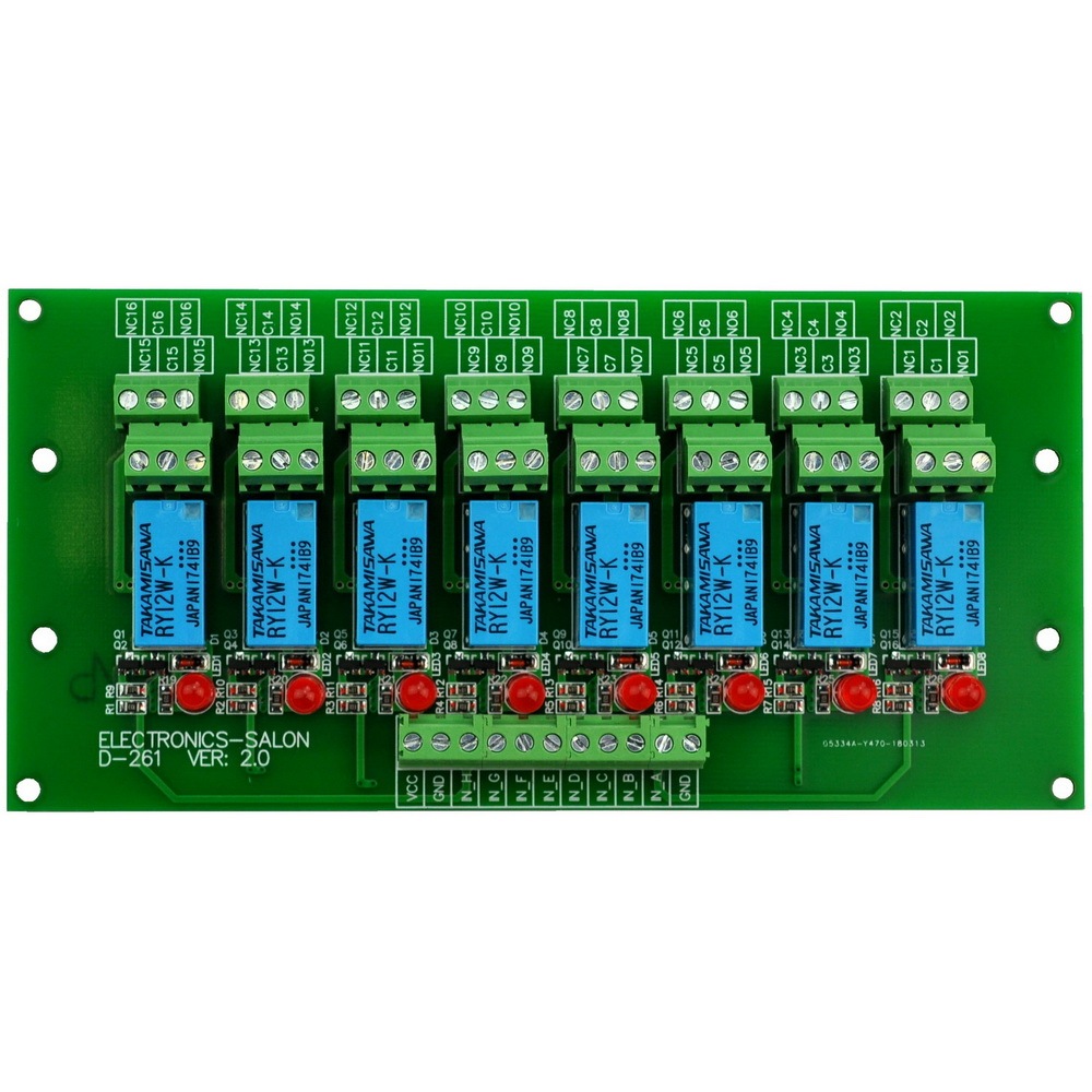 ELECTRONICS-SALON DIN Rail Mount 8 DPDT Signal Relay Interface Module. (Operating Voltage: DC 12V)