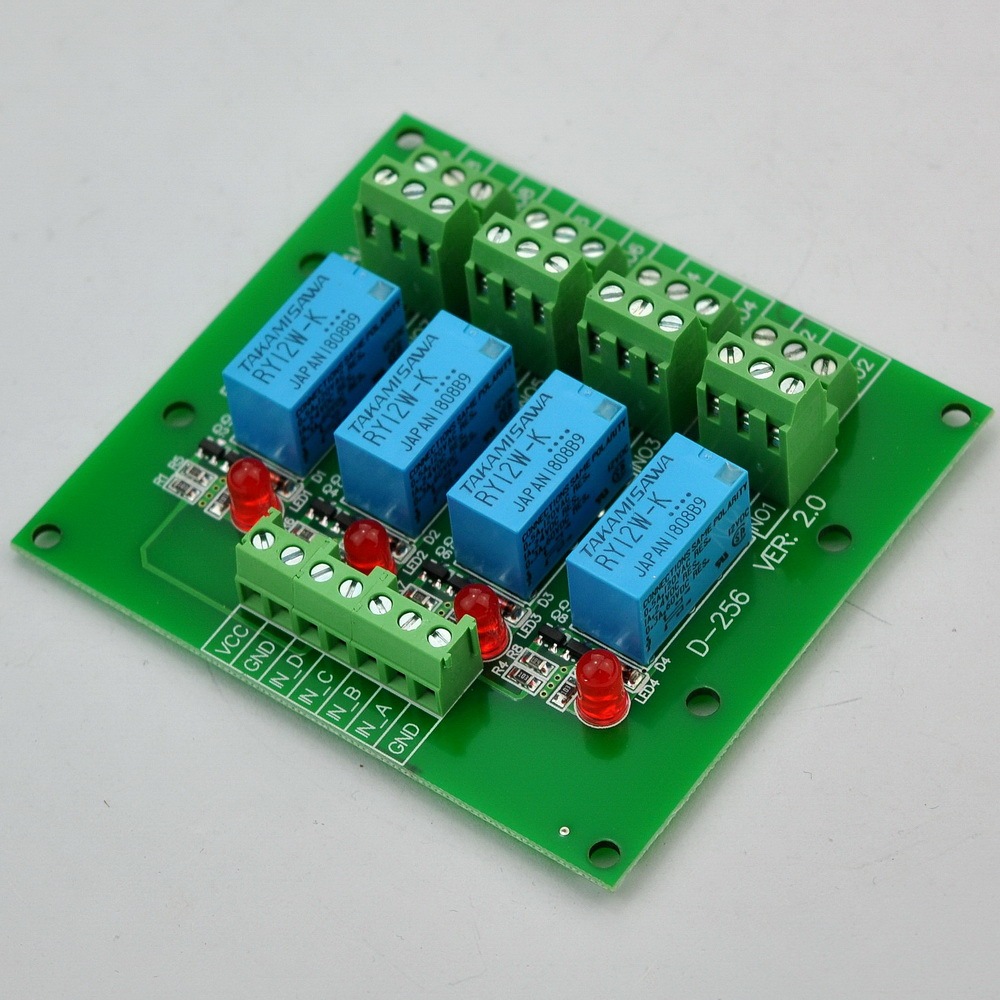 ELECTRONICS-SALON 4 DPDT Signal Relay Module Board, DC 12V Version, for Arduino Raspberry-Pi 8051 PIC.