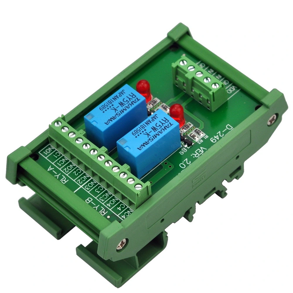 ELECTRONICS-SALON DIN Rail Mount 2 DPDT Signal Relay Interface Module ...
