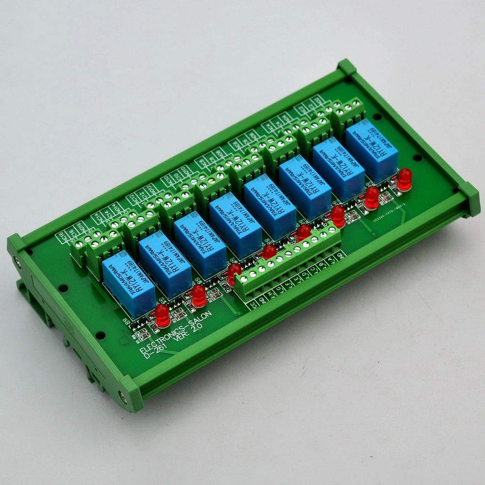 ELECTRONICS-SALON DIN Rail Mount 8 DPDT Signal Relay Interface Module ...