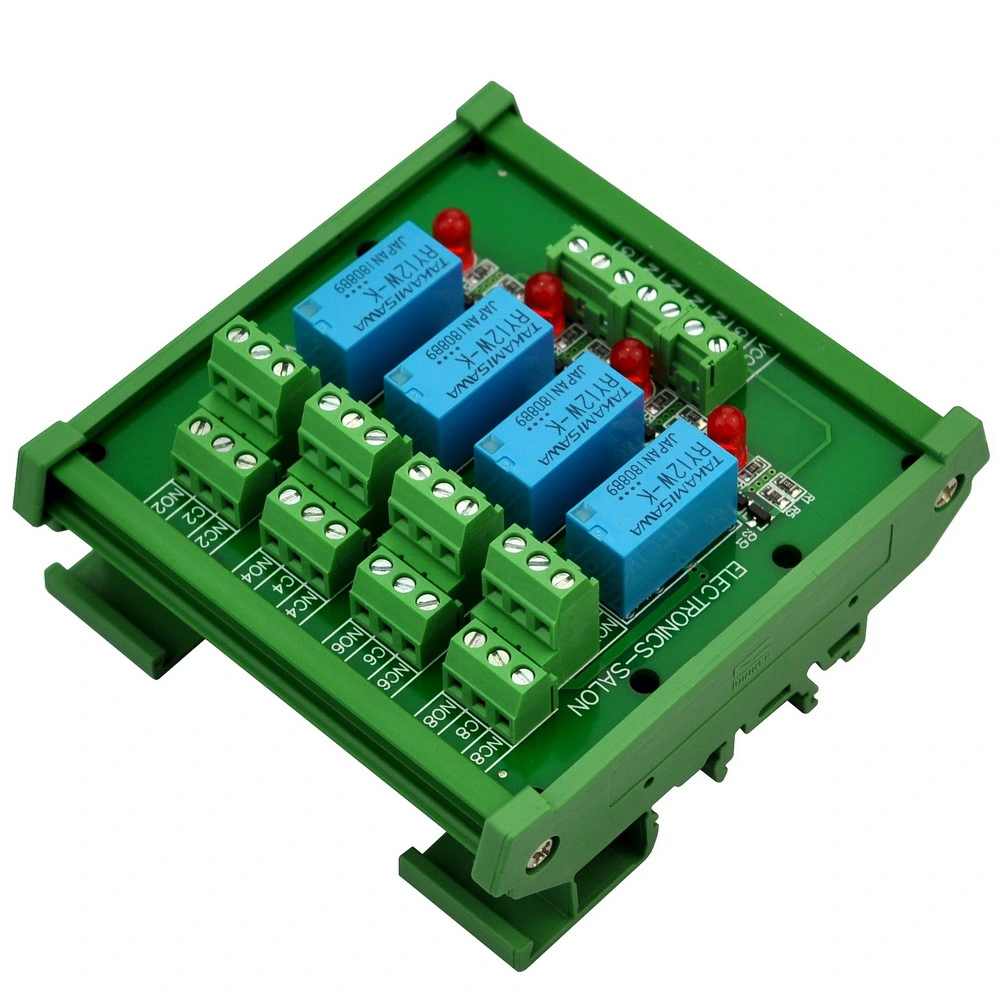 ELECTRONICS-SALON DIN Rail Mount 4 DPDT Signal Relay Interface Module ...