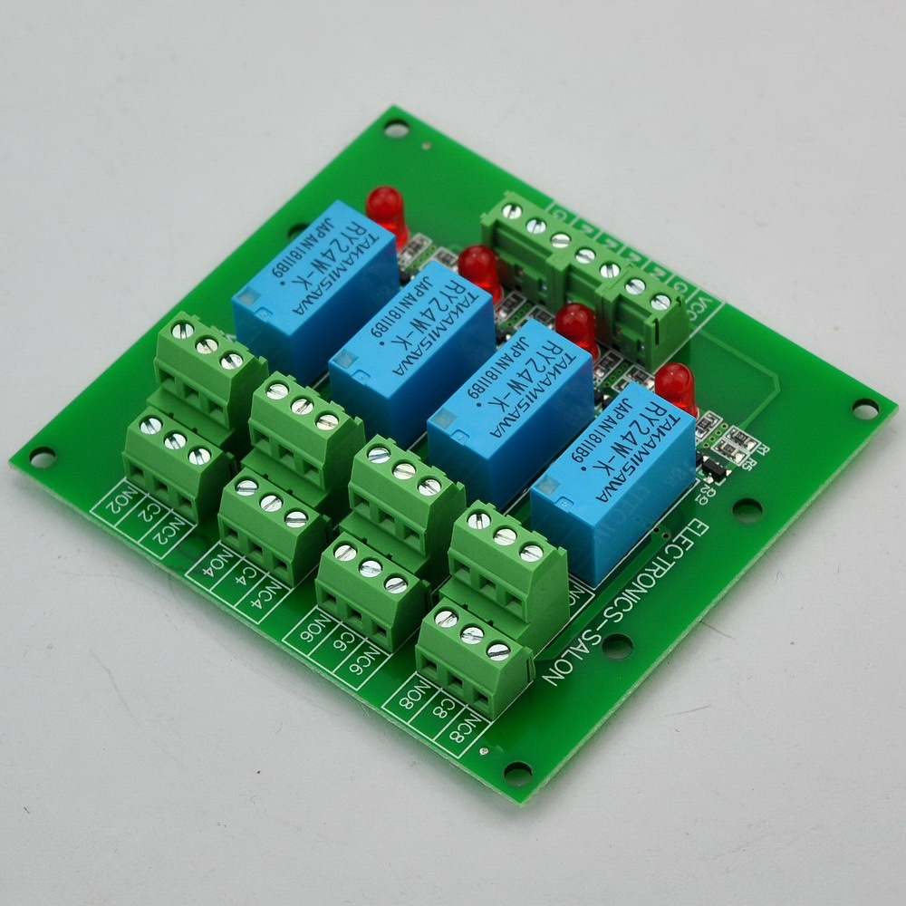 ELECTRONICS-SALON 4 DPDT Signal Relay Module Board, DC 24V Version, for Arduino Raspberry-Pi 8051 PIC.