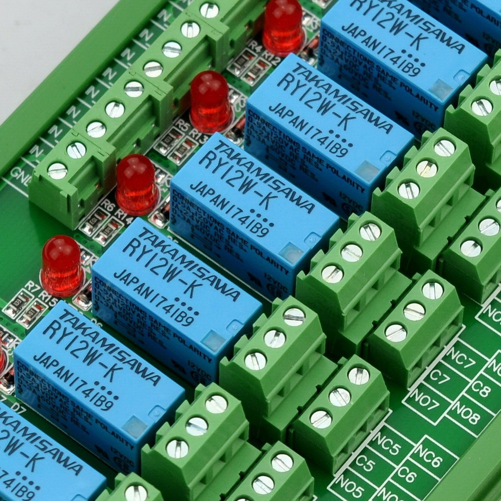 ELECTRONICS-SALON DIN Rail Mount 8 DPDT Signal Relay Interface Module. (Operating Voltage: DC 12V)