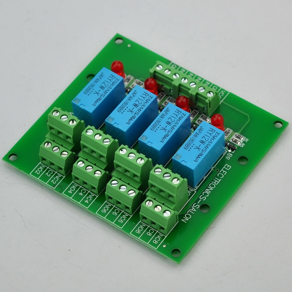 ELECTRONICS-SALON 4 DPDT Signal Relay Module Board, DC 12V Version, for Arduino Raspberry-Pi 8051 PIC.