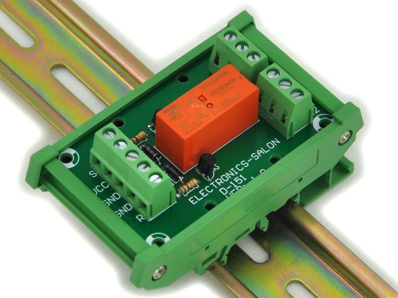 ELECTRONICS-SALON Bistable/Latching DPDT 8 Amp Relay Module, DC5V Coil, with DIN Rail Carrier Housing