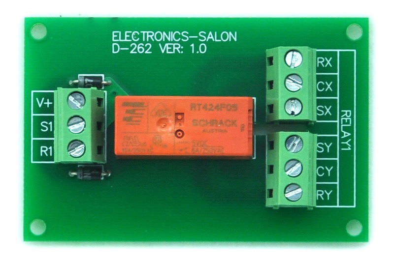 ELECTRONICS-SALON Passive Bistable/Latching DPDT 8 Amp Power Relay Module, 5V Version, RT424F05