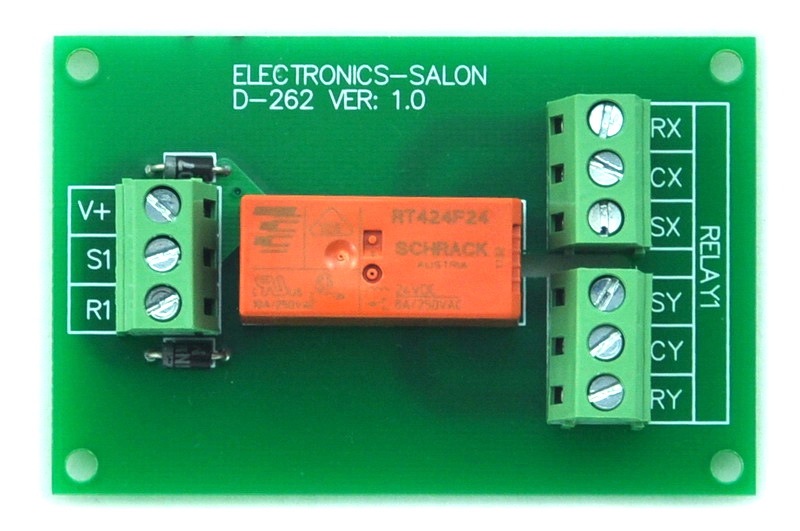 ELECTRONICS-SALON DIN Rail Mount Passive Bistable/Latching DPDT 8A Power Relay Module, 24V Version