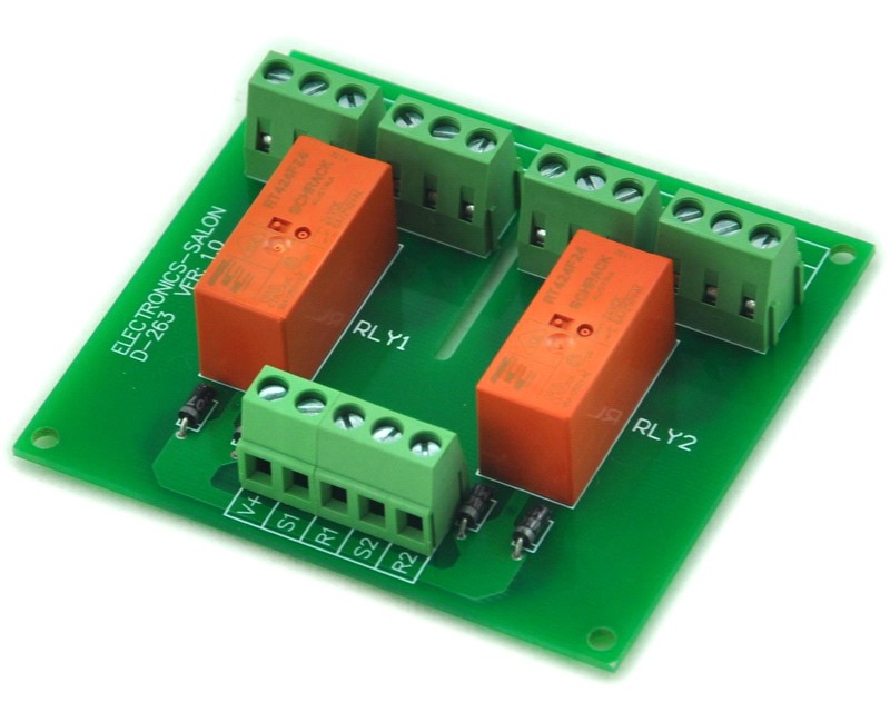 ELECTRONICS-SALON Passive Bistable/Latching 2 DPDT 8 Amp Power Relay Module, 24V Version, RT424F24