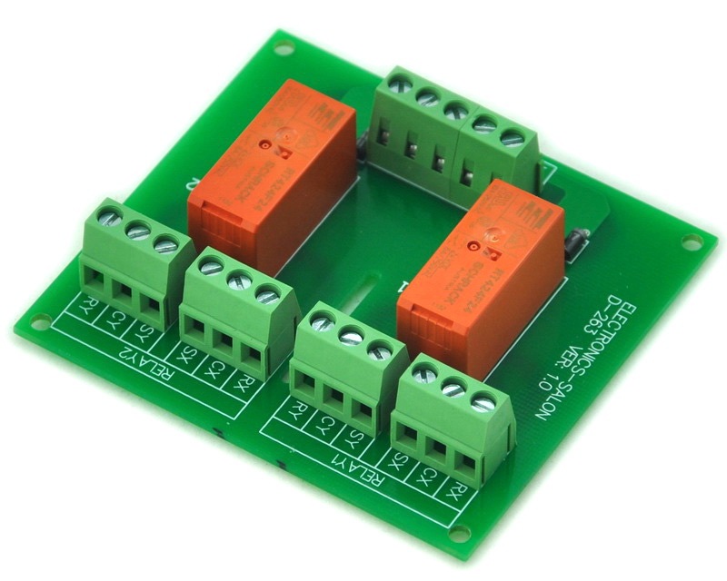ELECTRONICS-SALON Passive Bistable/Latching 2 DPDT 8 Amp Power Relay Module, 24V Version, RT424F24