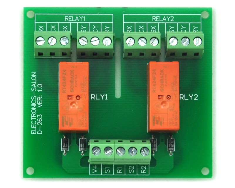 ELECTRONICS-SALON Passive Bistable/Latching 2 DPDT 8 Amp Power Relay Module, 24V Version, RT424F24