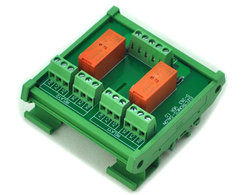 ELECTRONICS-SALON DIN Rail Mount Passive Bistable/Latching 2 DPDT 8A Power Relay Module, 24V Ver.
