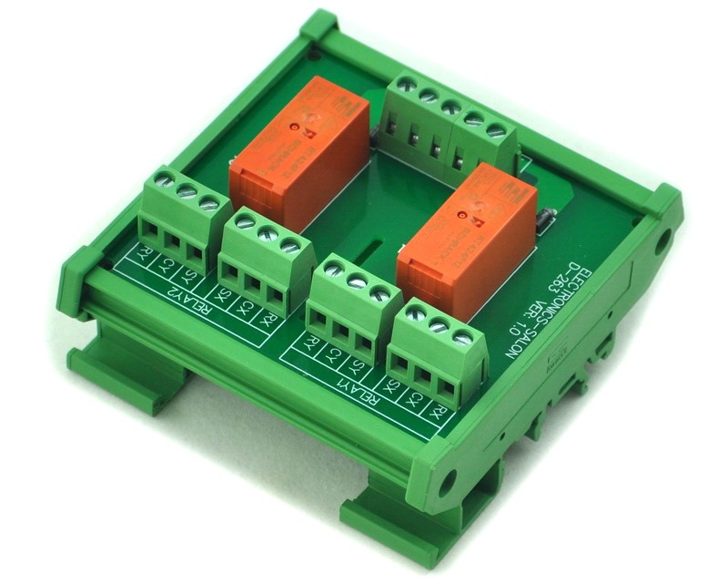 ELECTRONICS-SALON DIN Rail Mount Passive Bistable/Latching 2 DPDT 8A Power Relay Module, 12V Ver.