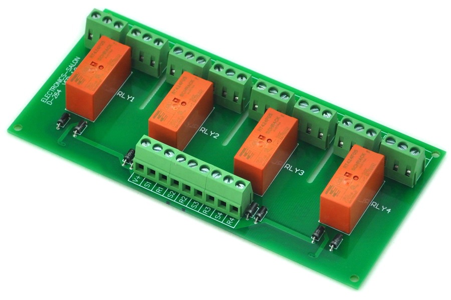 ELECTRONICS-SALON Passive Bistable/Latching 4 DPDT 8 Amp Power Relay Module, 5V Version, RT424F05