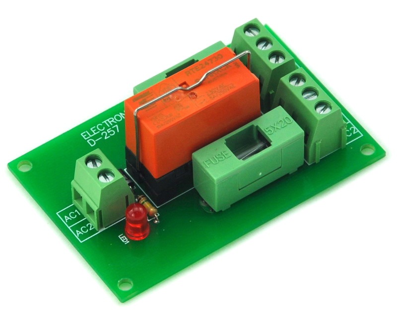 ELECTRONICS-SALON 230VAC Control DPDT 8Amp Power Relay Fused Interface Module Board, RTE24730 AC230V.