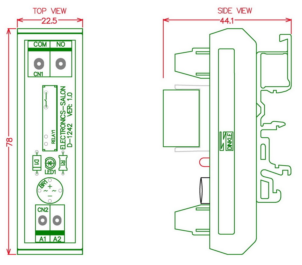 ELECTRONICS-SALON AC/DC 24V Slim DIN Rail Mount 5Amp SPST-NO Power Relay Interface Module, PA1a-24V.