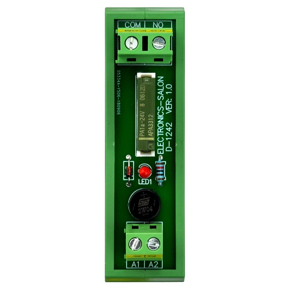 ELECTRONICS-SALON AC/DC 24V Slim DIN Rail Mount 5Amp SPST-NO Power Relay Interface Module, PA1a-24V.