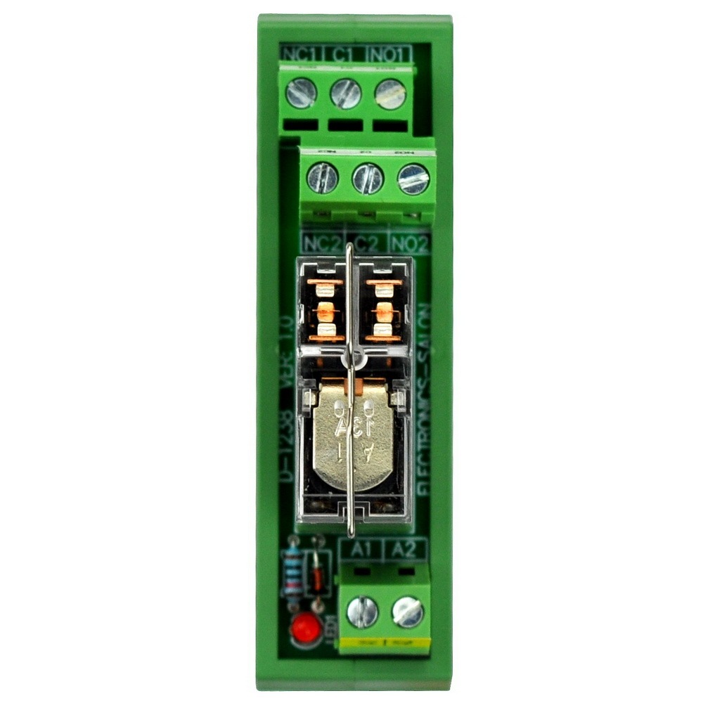 ELECTRONICS-SALON AC/DC 12V Slim DIN Rail Mount 5Amp DPDT Power Relay Interface Module, G2R-2 12V.