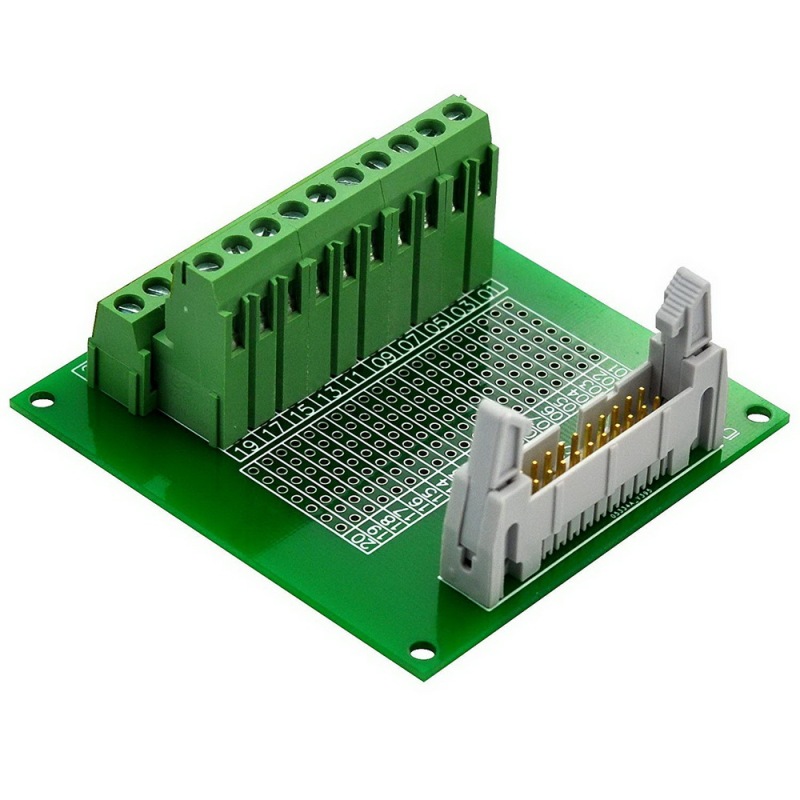 CZH-LABS IDC-20 Male Header Connector Breakout Board Module, IDC Pitch 0.1", Terminal Block Pitch 0.2"