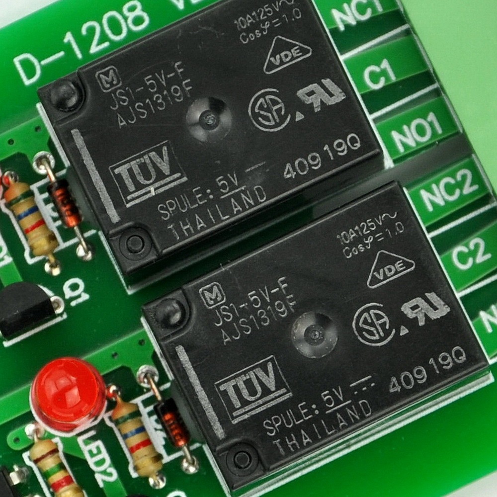 Chunzehui DC 5V Two Channel 10Amp Opto-Isolated Power Relay Module Board, Pluggable Terminal Block. for home control and industrial applications.