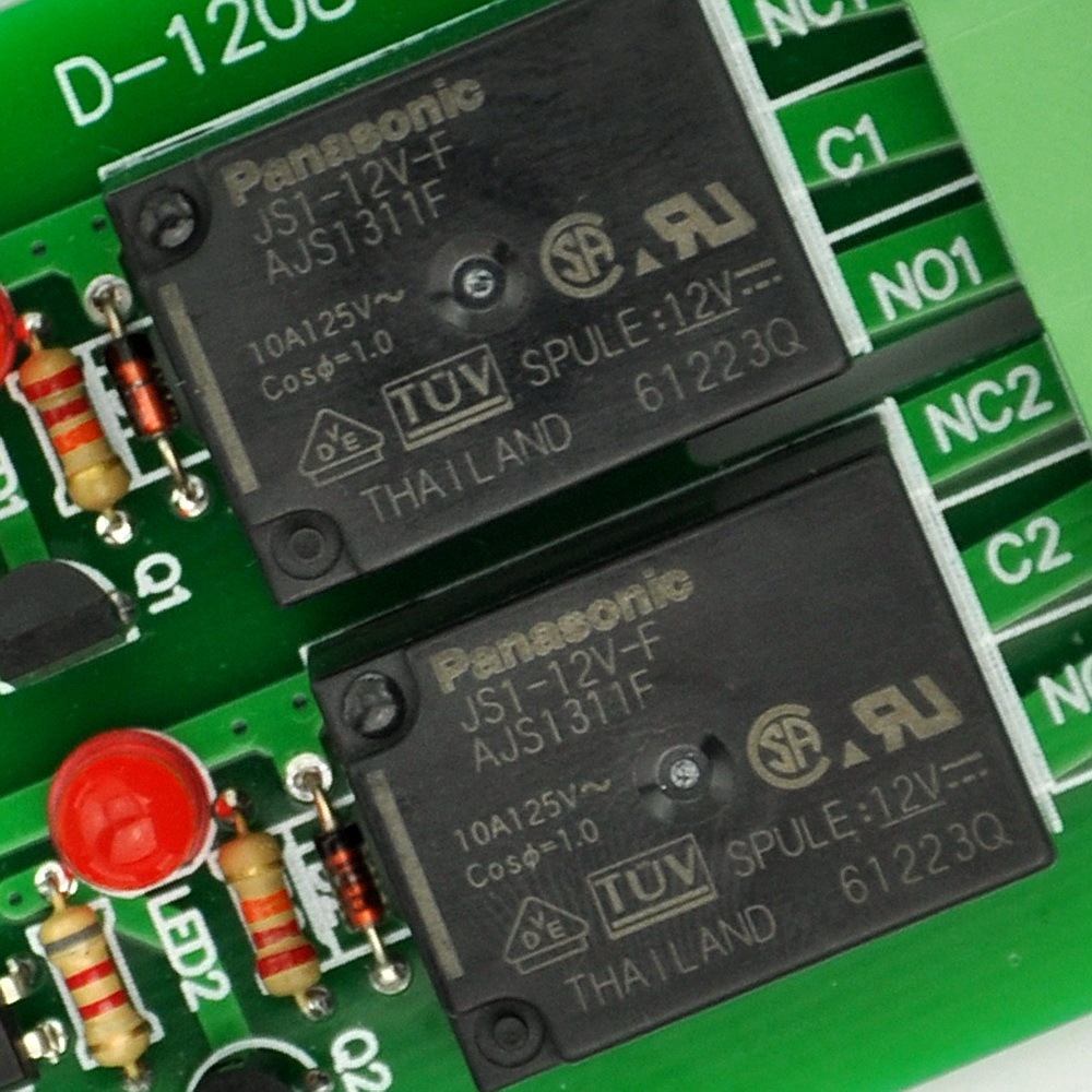 Chunzehui DC 12V Two Channel 10Amp Opto-Isolated Power Relay Module Board, Pluggable Terminal Block. for home control and industrial applications.