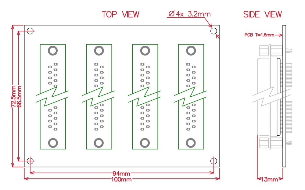 ELECTRONICS-SALON Panel Mount DB25 1 Female 3 Male Buss Board, DB-25 Busboard, D-Sub Bus Board Module.
