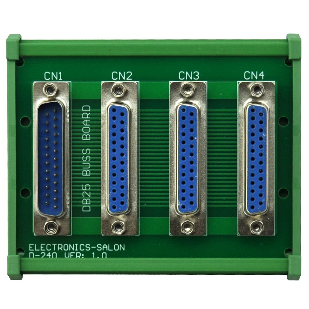 ELECTRONICS-SALON DIN Rail Mount DB25 1 Male 3 Female Buss Board, DB-25 Busboard, D-Sub Bus Board Module.