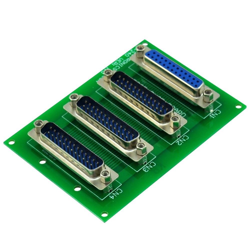 ELECTRONICS-SALON Panel Mount DB25 1 Female 3 Male Buss Board, DB-25 Busboard, D-Sub Bus Board Module.