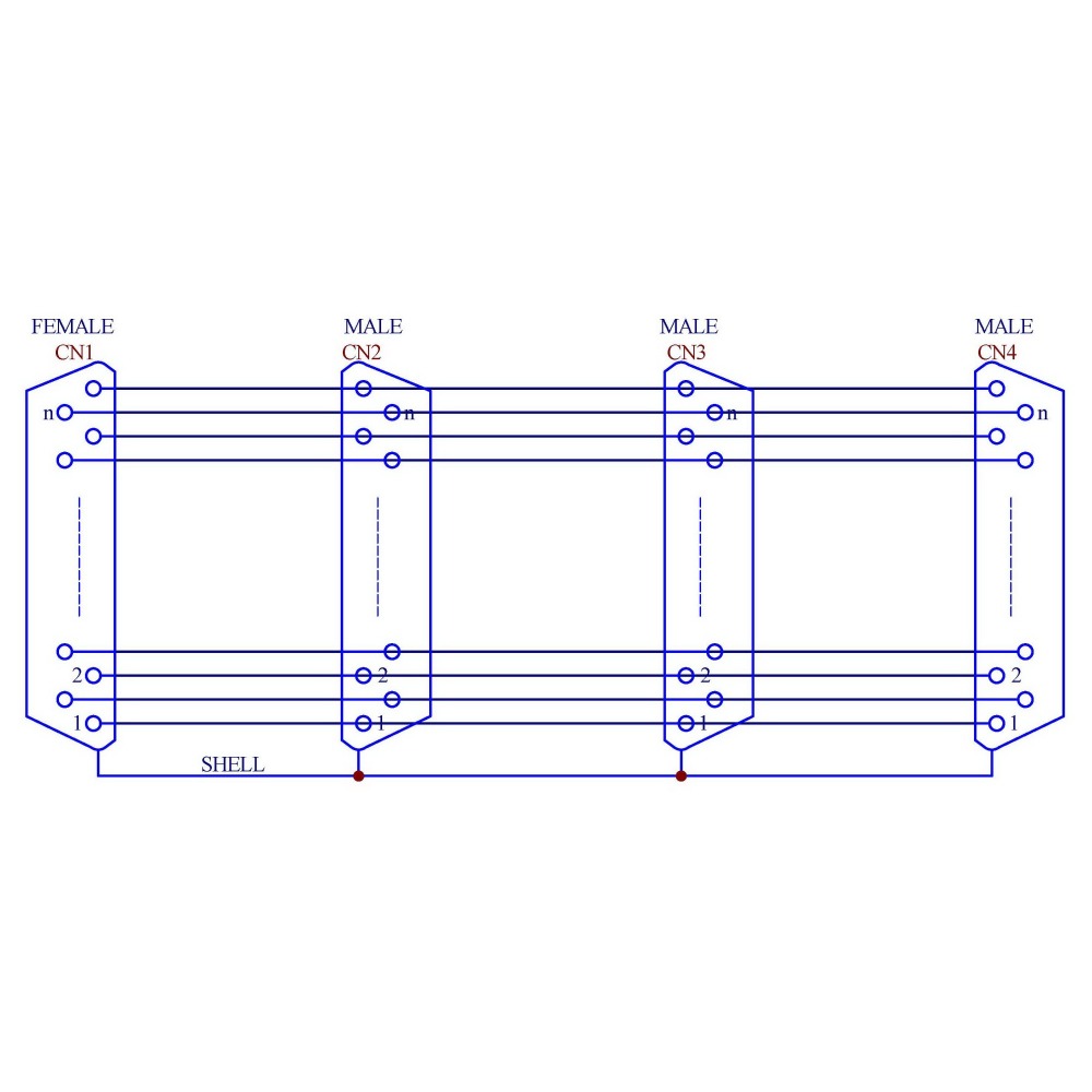 ELECTRONICS-SALON Panel Mount DB25 1 Female 3 Male Buss Board, DB-25 Busboard, D-Sub Bus Board Module.