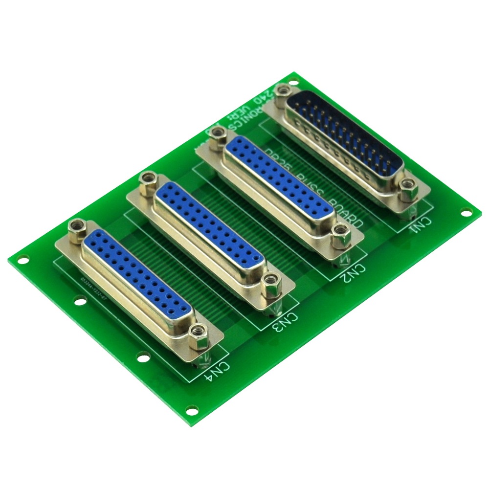 ELECTRONICS-SALON Panel Mount DB25 1 Male 3 Female Buss Board, DB-25 Busboard, D-Sub Bus Board Module.