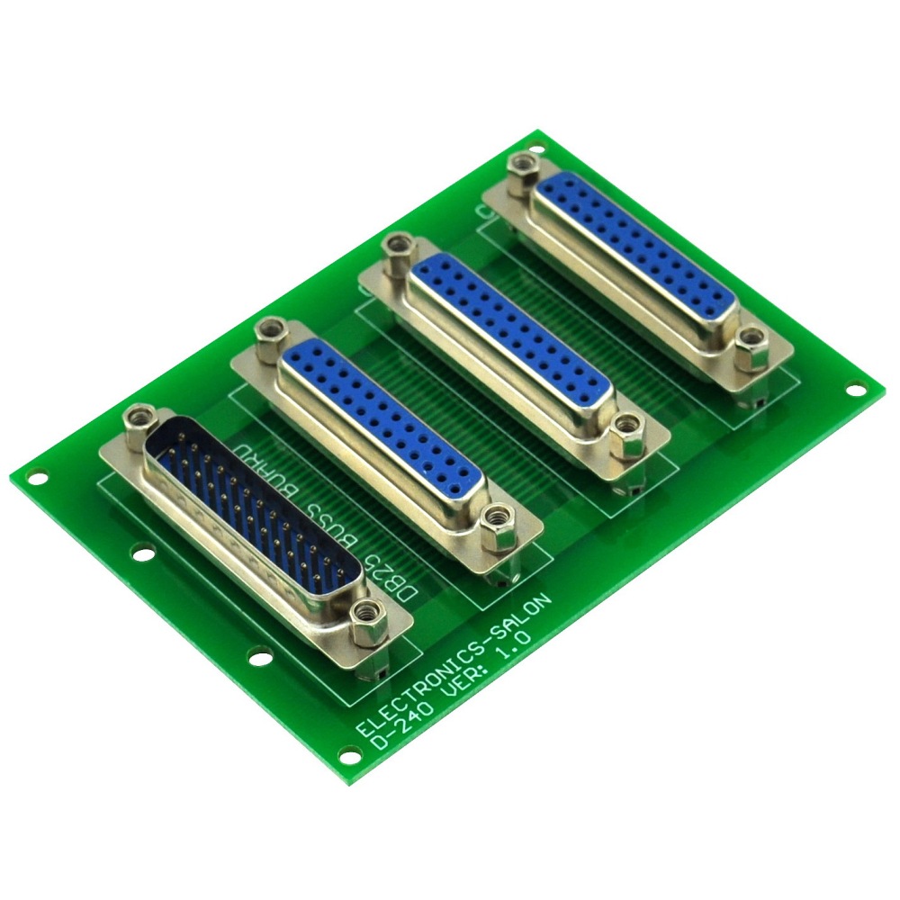ELECTRONICS-SALON Panel Mount DB25 1 Male 3 Female Buss Board, DB-25 Busboard, D-Sub Bus Board Module.