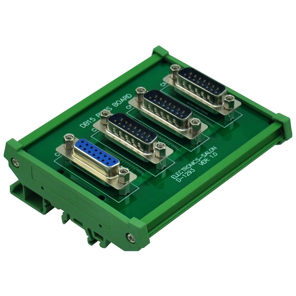 ELECTRONICS-SALON DIN Rail Mount DB15 1 Female 3 Male Buss Board, DB-15 Busboard, D-Sub Bus Board Module.