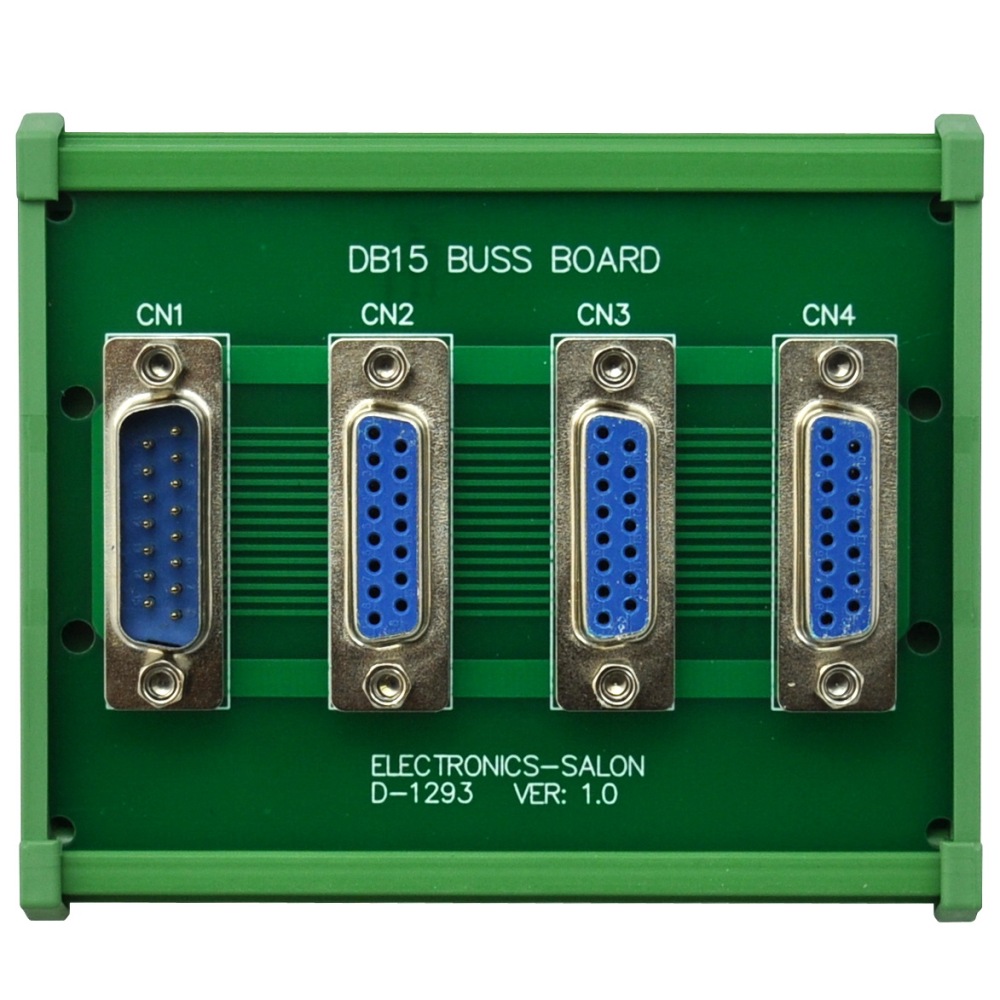 ELECTRONICS-SALON DIN Rail Mount DB15 1 Male 3 Female Buss Board, DB-15 Busboard, D-Sub Bus Board Module.