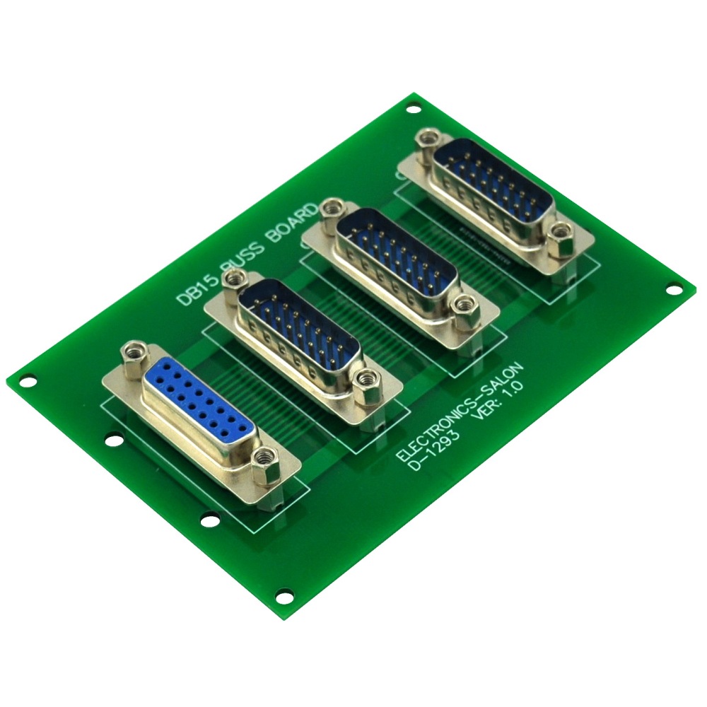 ELECTRONICS-SALON Panel Mount DB15 1 Female 3 Male Buss Board, DB-15 Busboard, D-Sub Bus Board Module.