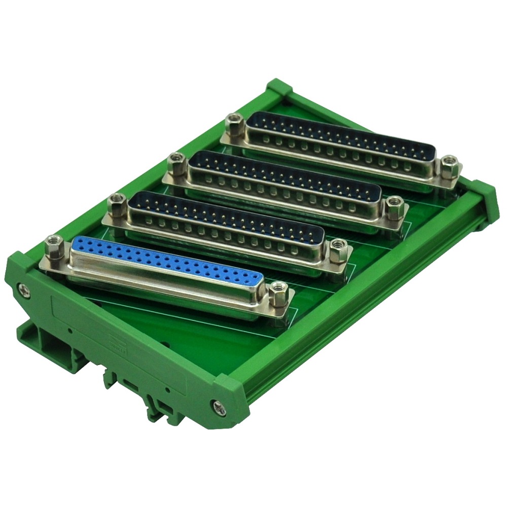 ELECTRONICS-SALON DIN Rail Mount DB37 1 Female 3 Male Buss Board, DB-37 Busboard, D-Sub Bus Board Module.