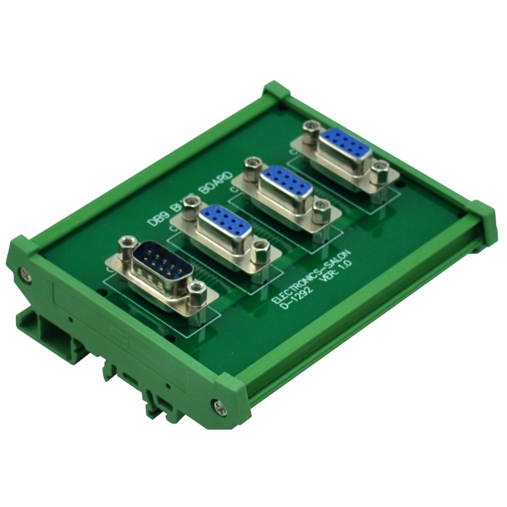 ELECTRONICS-SALON DIN Rail Mount DB9 1 Male 3 Female Buss Board, DB-9 Busboard, D-Sub Bus Board Module.
