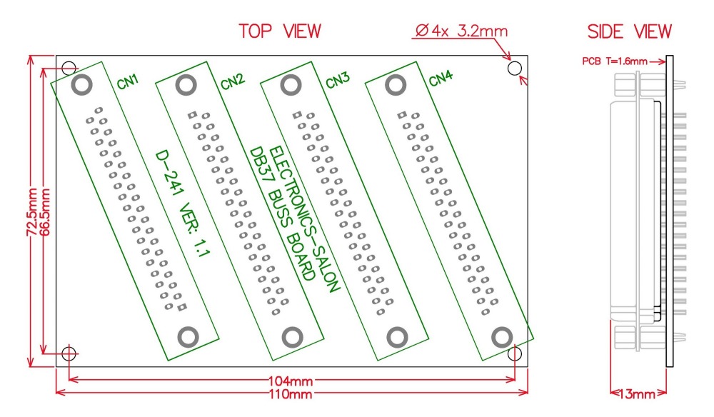 ELECTRONICS-SALON Panel Mount DB37 1 Male 3 Female Buss Board, DB-37 Busboard, D-Sub Bus Board Module.