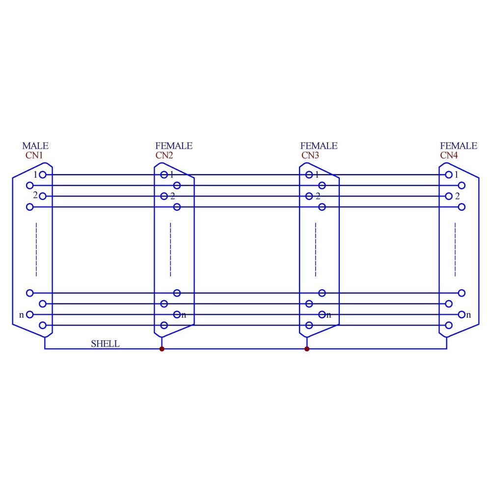 ELECTRONICS-SALON Panel Mount DB37 1 Male 3 Female Buss Board, DB-37 Busboard, D-Sub Bus Board Module.