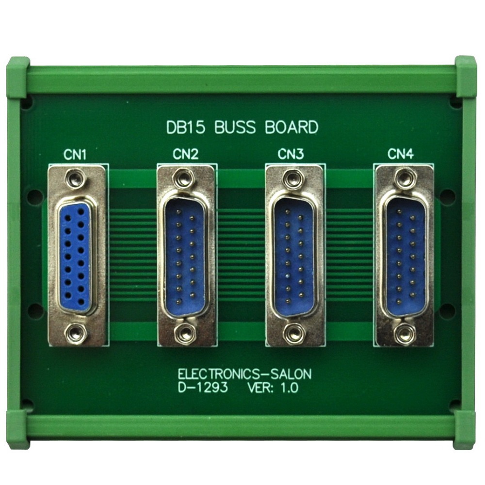 ELECTRONICS-SALON DIN Rail Mount DB15 1 Female 3 Male Buss Board, DB-15 Busboard, D-Sub Bus Board Module.