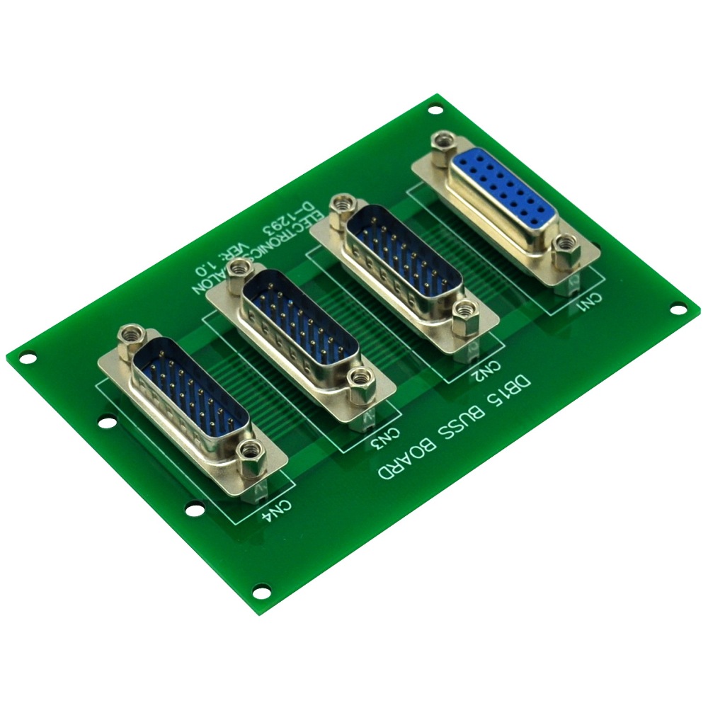 ELECTRONICS-SALON Panel Mount DB15 1 Female 3 Male Buss Board, DB-15 Busboard, D-Sub Bus Board Module.
