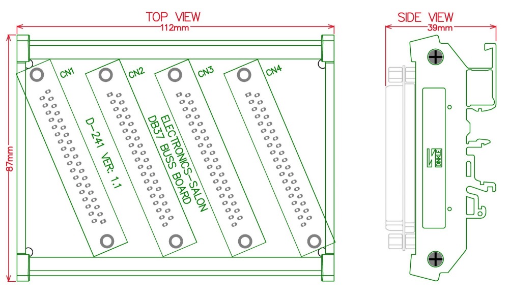 ELECTRONICS-SALON DIN Rail Mount DB37 1 Female 3 Male Buss Board, DB-37 Busboard, D-Sub Bus Board Module.