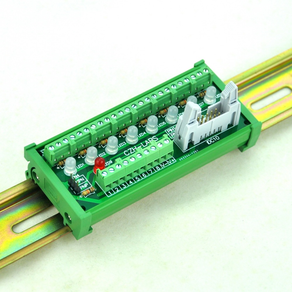 CZH-LABS DIN Rail Mount 8 Channel Sensor Signal Screw Terminal Distribution Module.