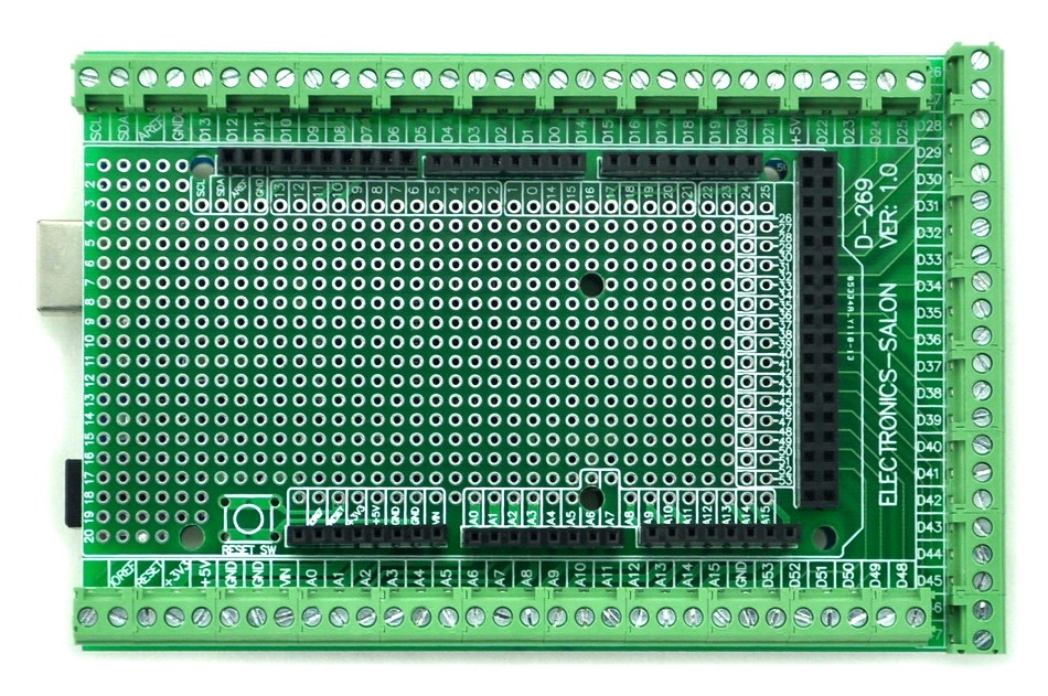 Electronics-Salon Prototype Screw/Terminal Block Shield Board Kit For Arduino MEGA-2560 R3.