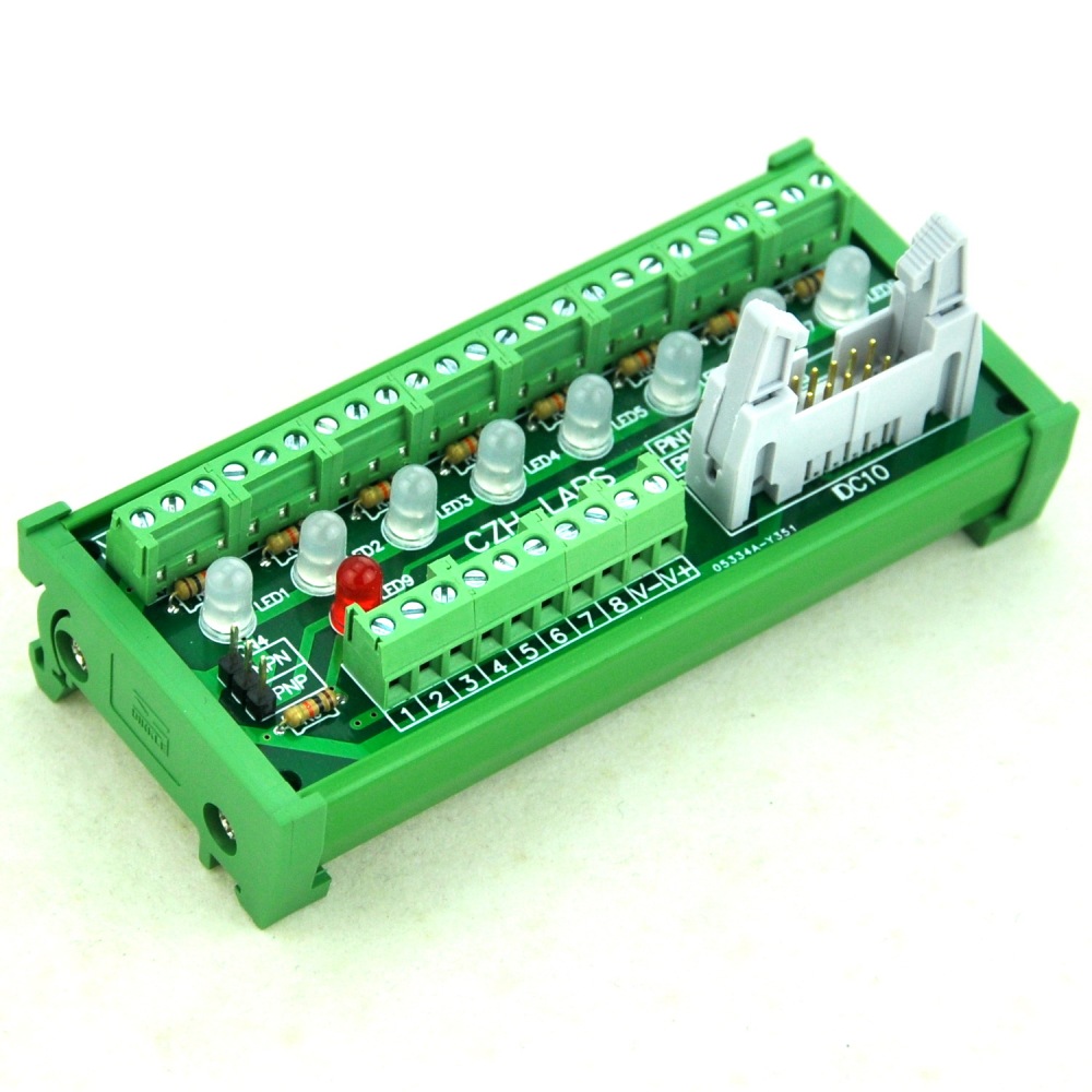 CZH-LABS DIN Rail Mount 8 Channel Sensor Signal Screw Terminal Distribution Module.